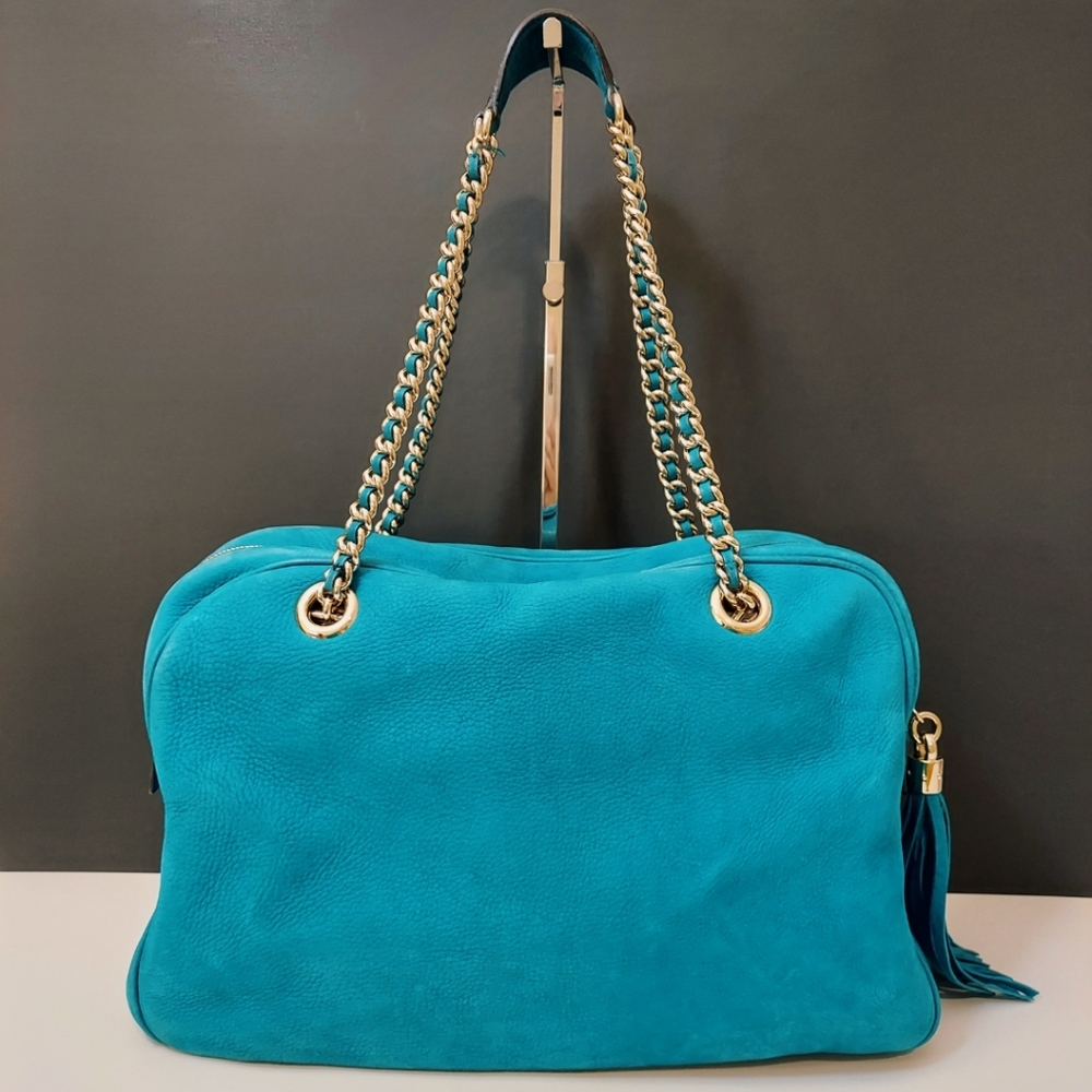 ✨️💎Authentic Gucci soho nubuck shoulderbag teal color - Picture 5 of 16